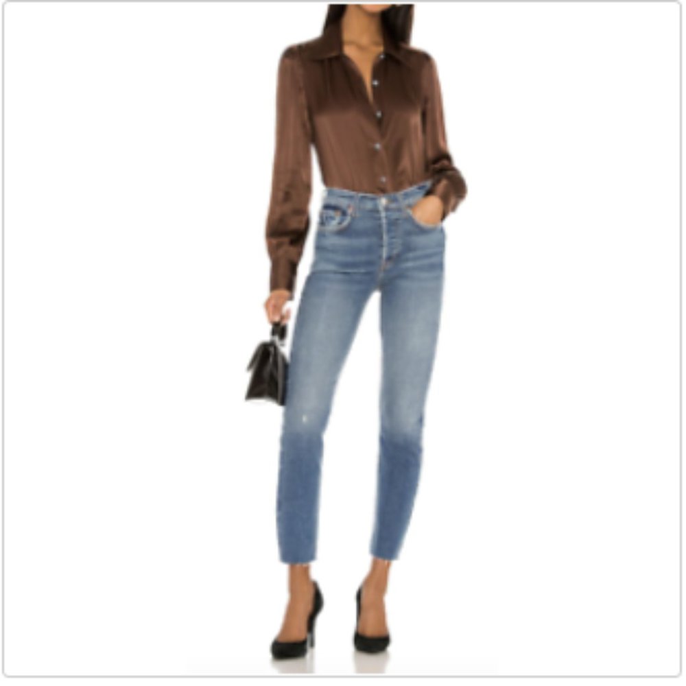 RE/DONE Aged Blue High Rise Ankle Crop Jeans